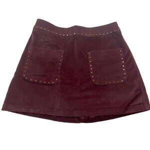 Abercrombie & Fitch Womens Studded Velour Mini Skirt-Brown-Size 0-GUC